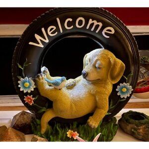 Chillaxing Welcome Puppy Dog Solar Powered LED Outdoor Decor Garden Light